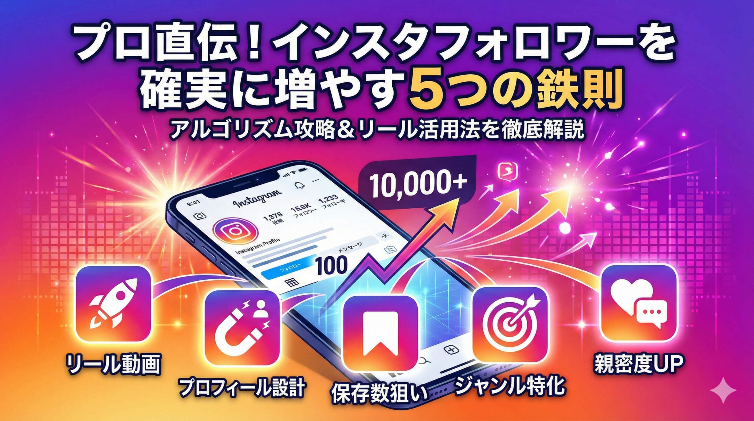 【2026年最新】インスタフォロワーを増やす5つの鉄則！一般人が0から1万人を目指すロードマップ